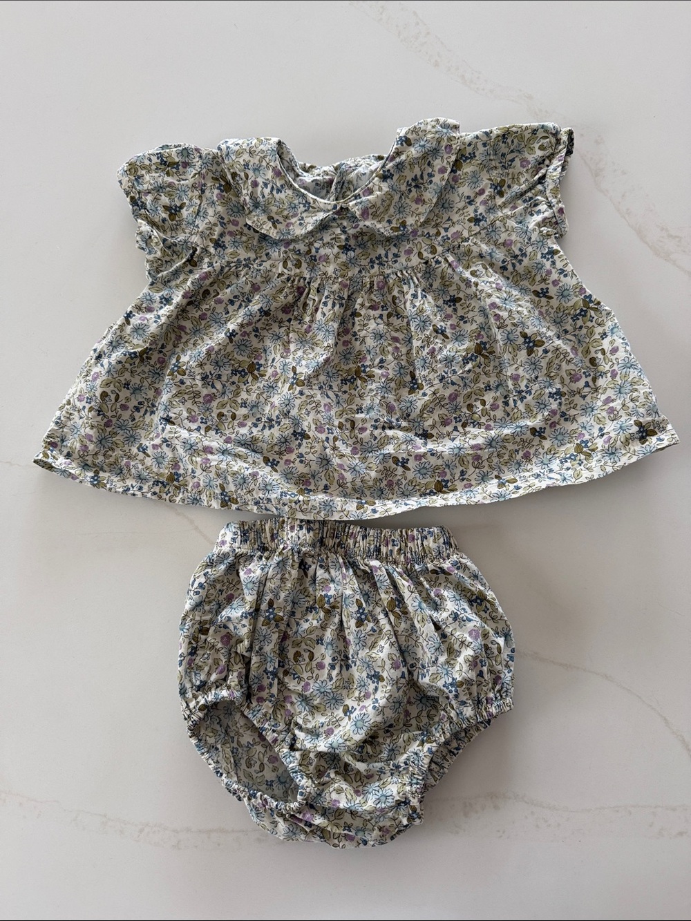 Baby Floral Two-Piece Top and Bloomers Set